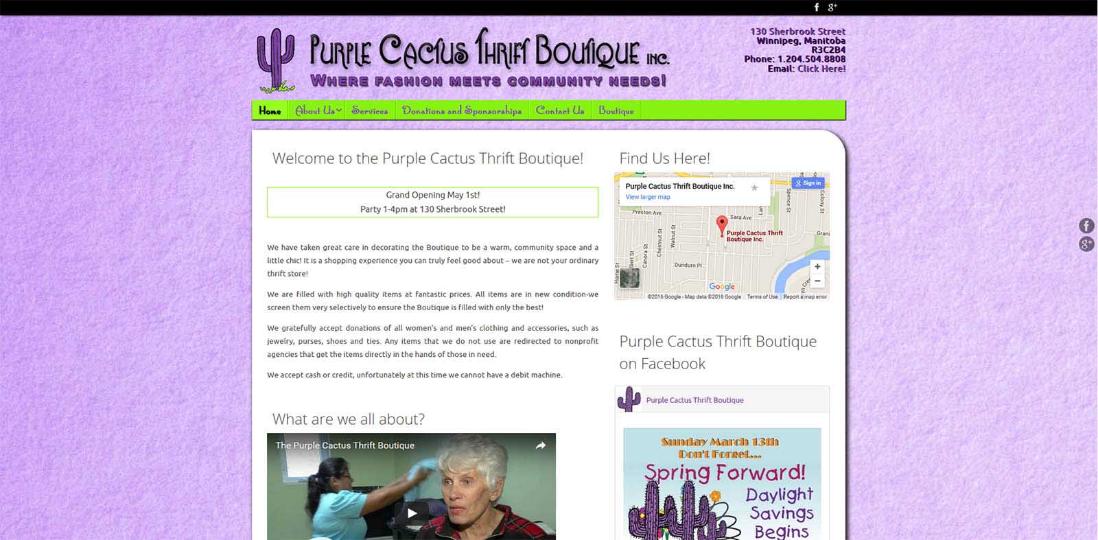 Purple Cactus Thrift Boutique website